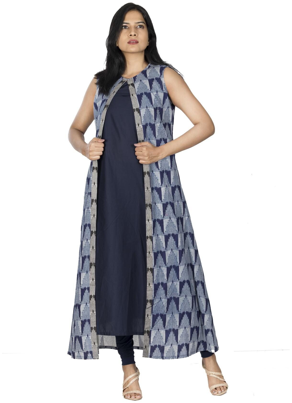 

South India Shopping Mall Women Blue Abstract Angrakha Kurti