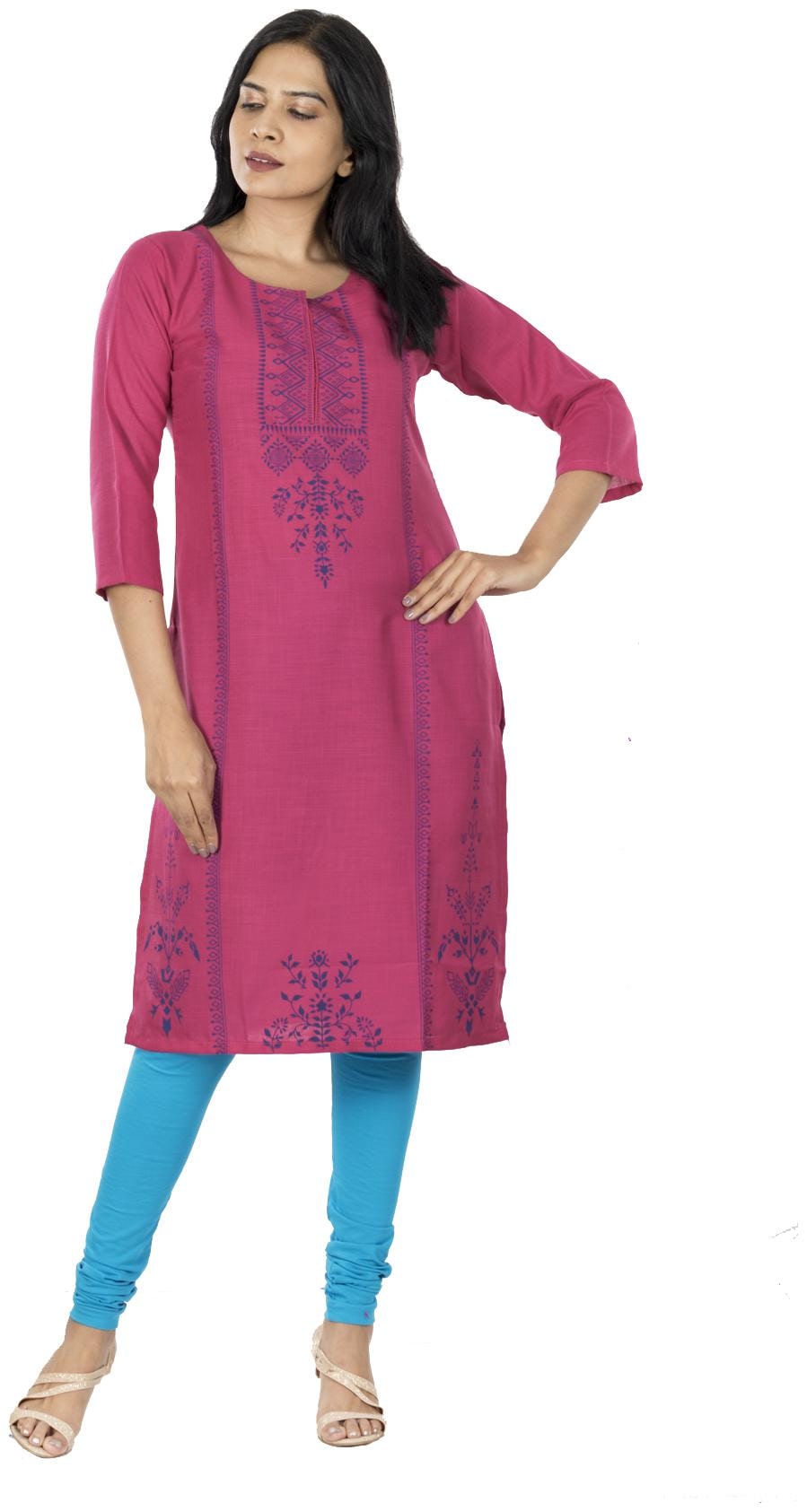 

South India Shopping Mall Cotton Abstract Pink Kurti