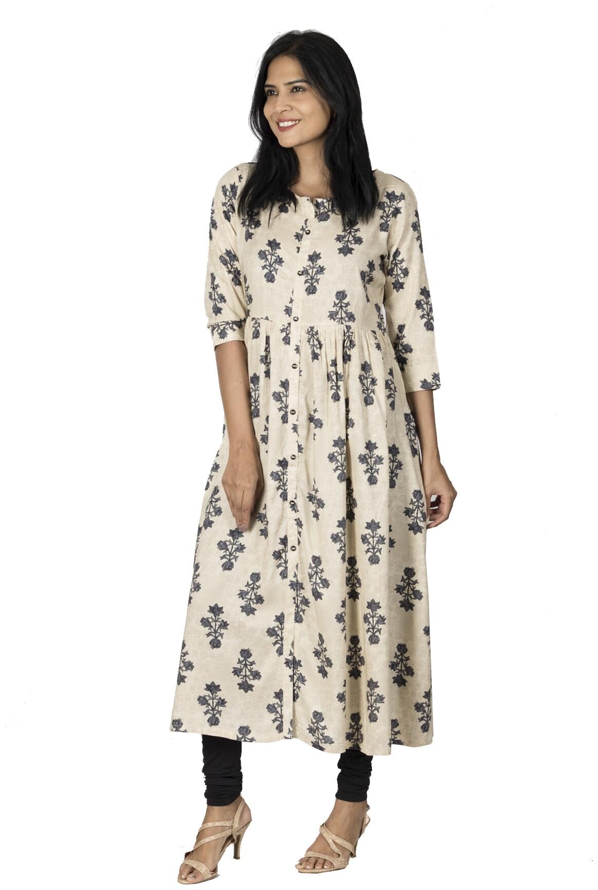 

South India Shopping Mall Women Grey Printed Anarkali Kurti