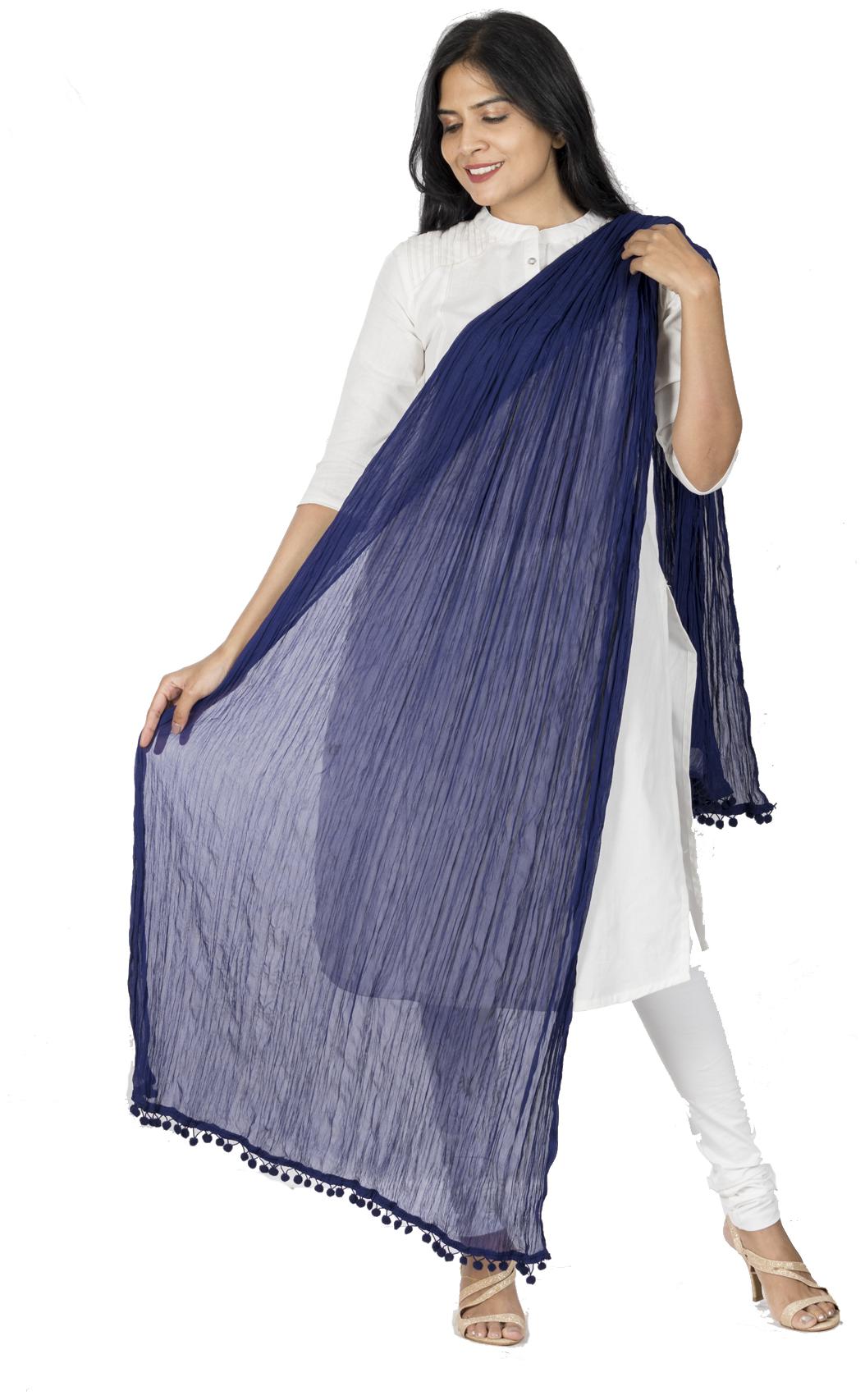 

South India Shopping Mall Hosh Blue Solid Chiffon Women Dupatta