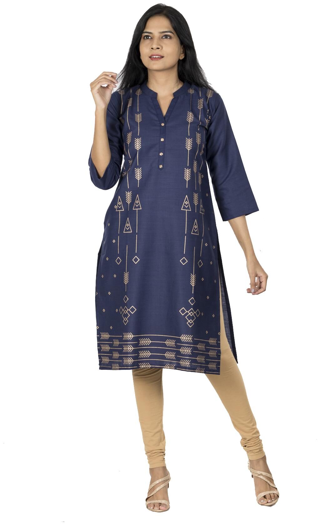 

South India Shopping Mall Women Blue Printed Straight Kurti