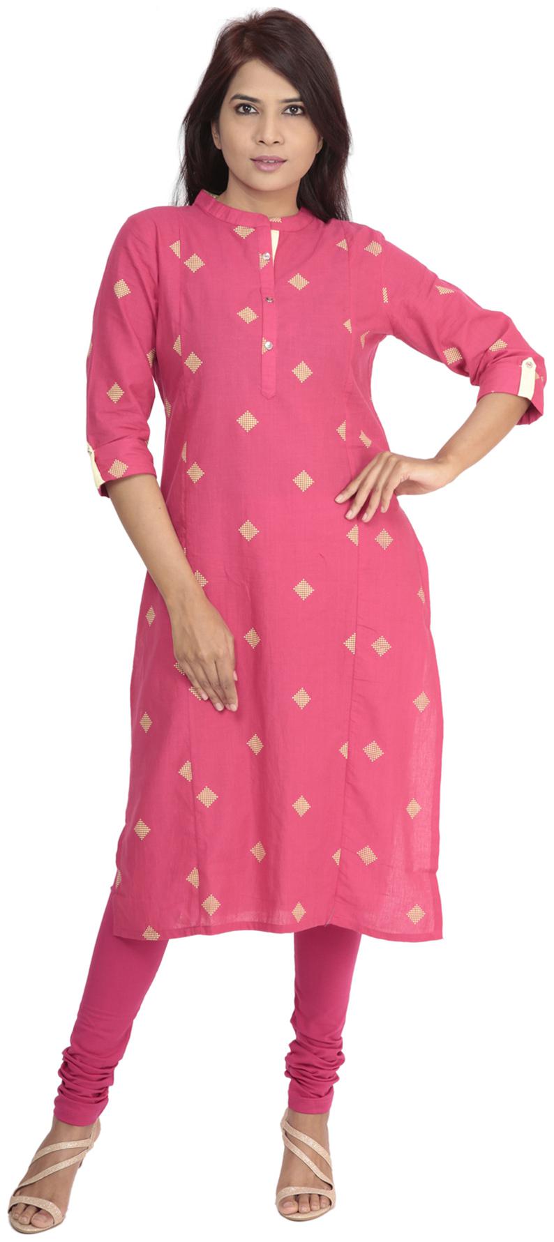 

South India Shopping Mall Women Pink Printed Straight Kurti
