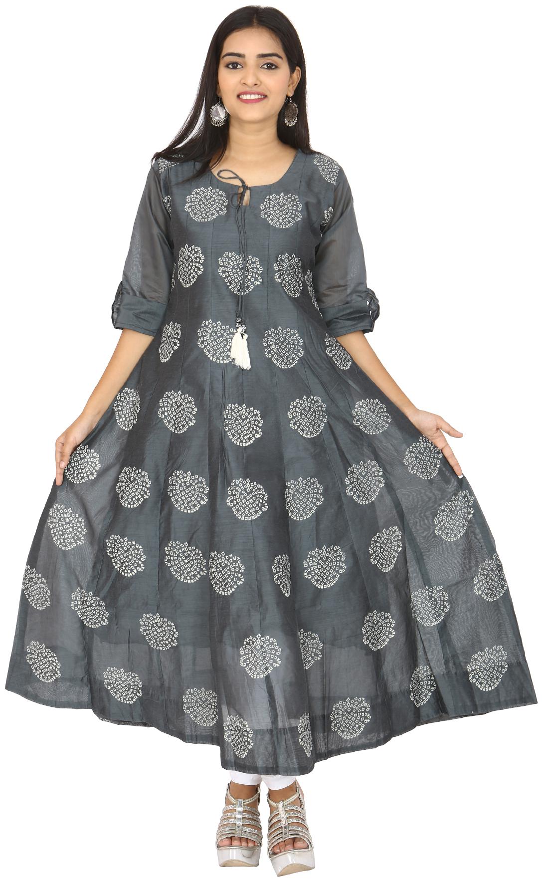 

South India Shopping Mall Women Grey Printed Anarkali Kurta