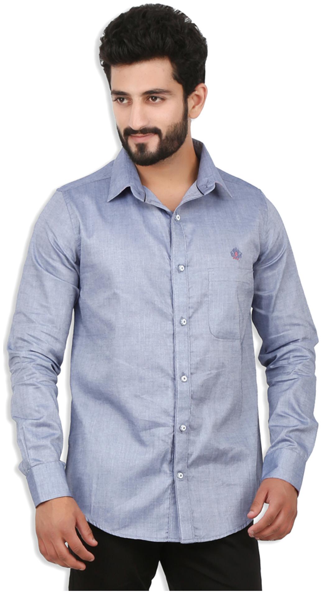

Speak Men Blue Solid Slim Fit Casual Shirt