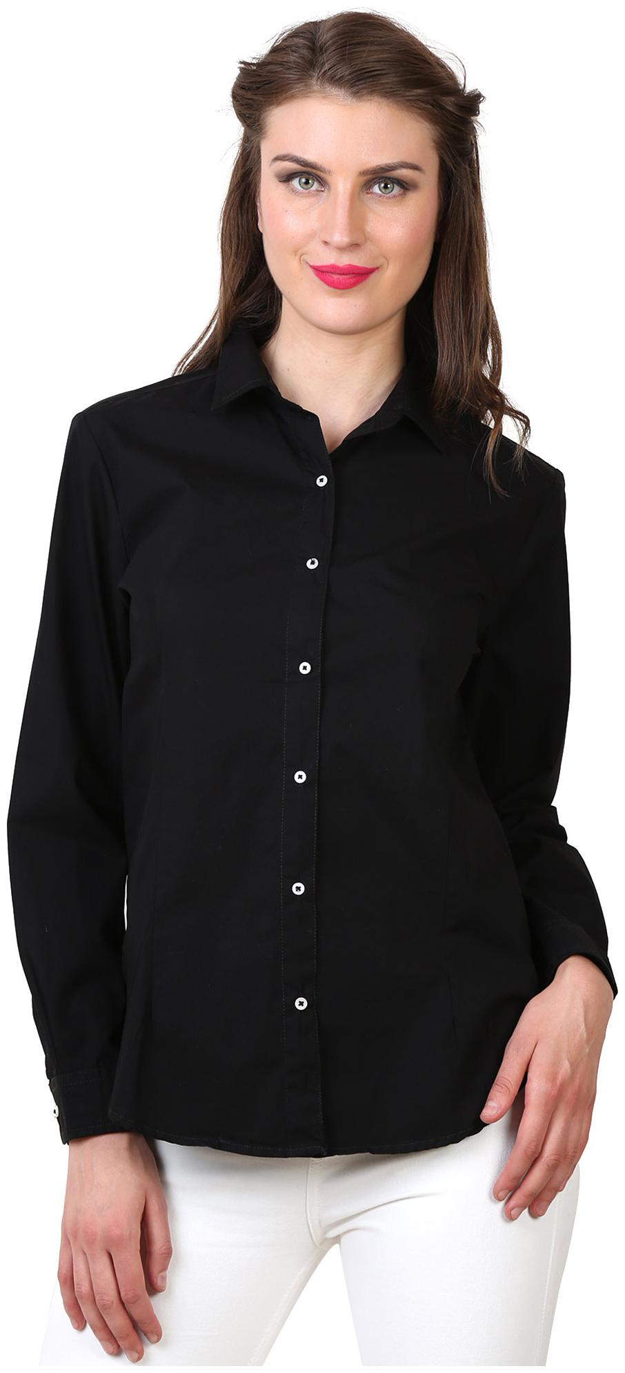 

Speak Women Black Solid Regular Fit Shirt