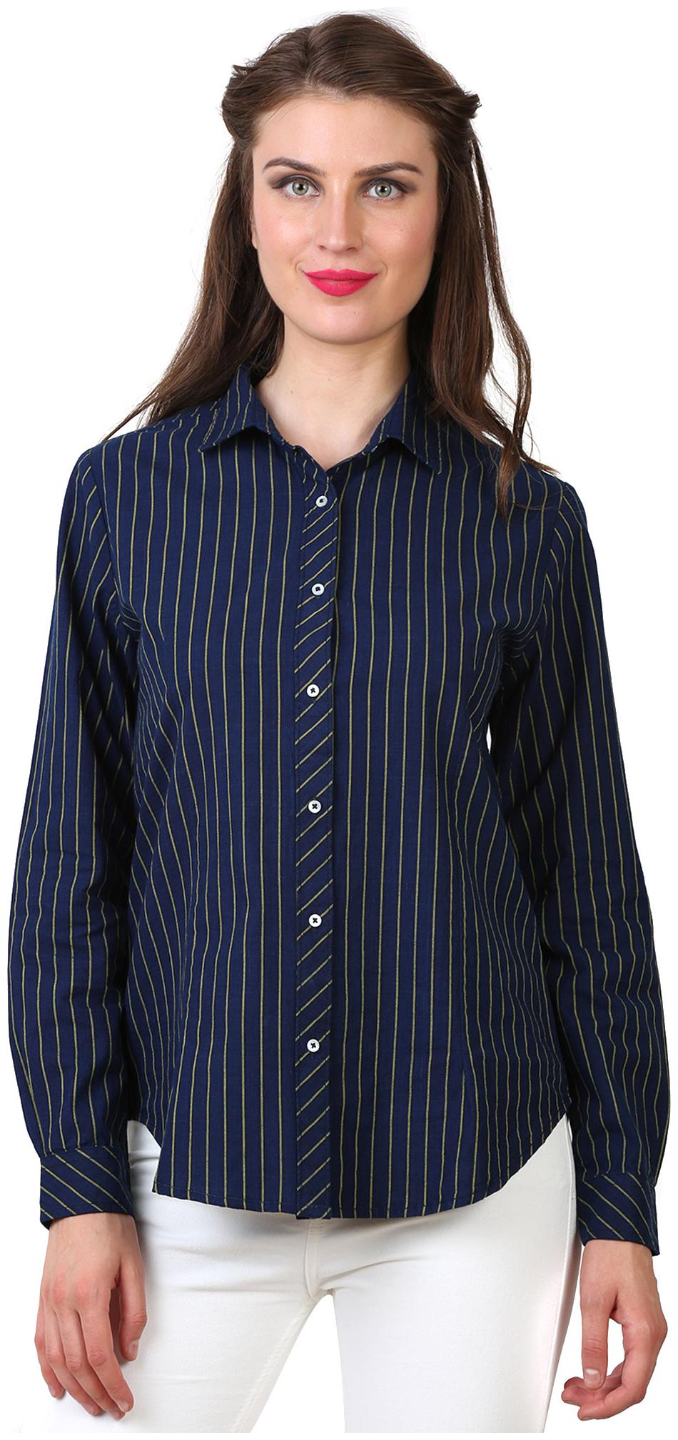 

Speak Women Blue Striped Regular Fit Shirt