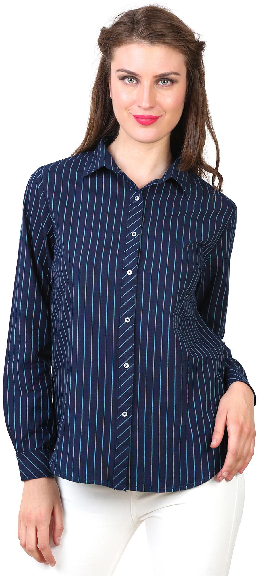 

Speak Women Blue Striped Regular Fit Shirt