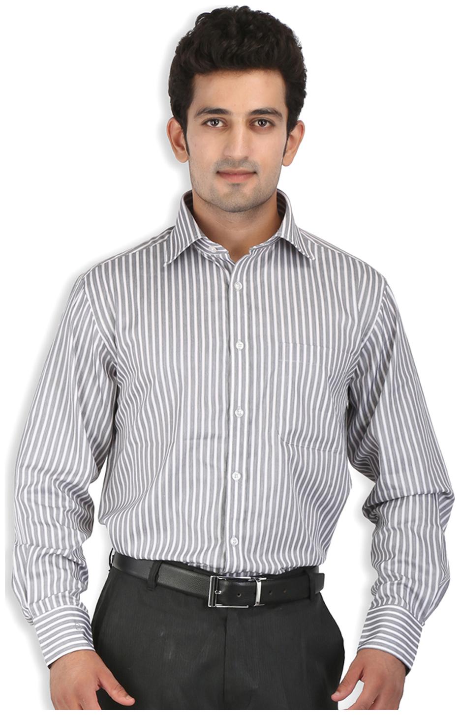 

Speak Grey And White Cotton Formal Shirt