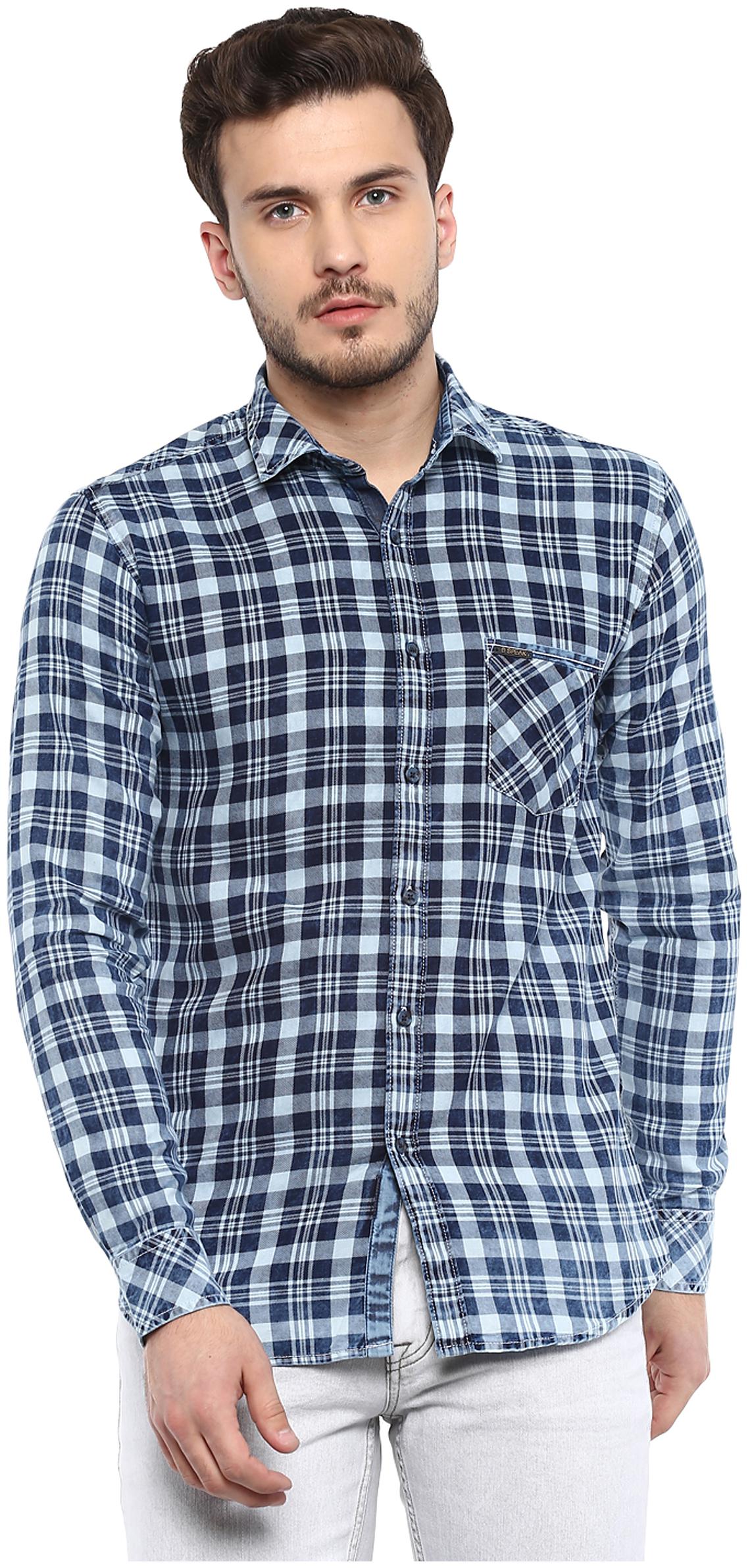

Speak Men Blue Checked Slim Fit Casual Shirt