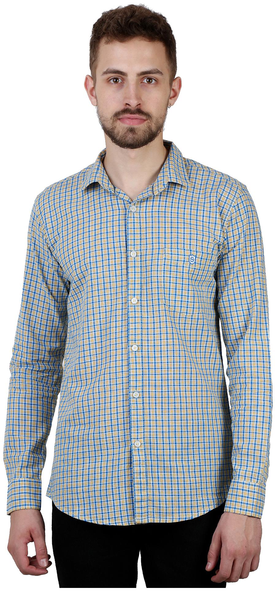 

Speak Men Yellow Blue Checked Slim Fit Casual Shirt