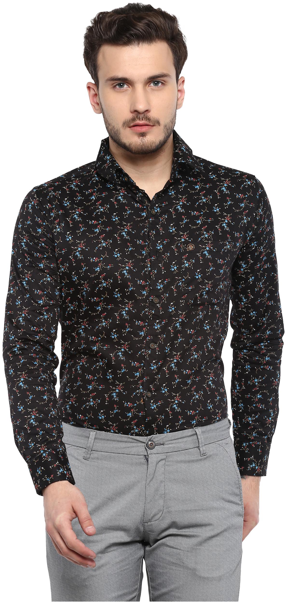 

Speak Men Black Printed Slim Fit Casual Shirt