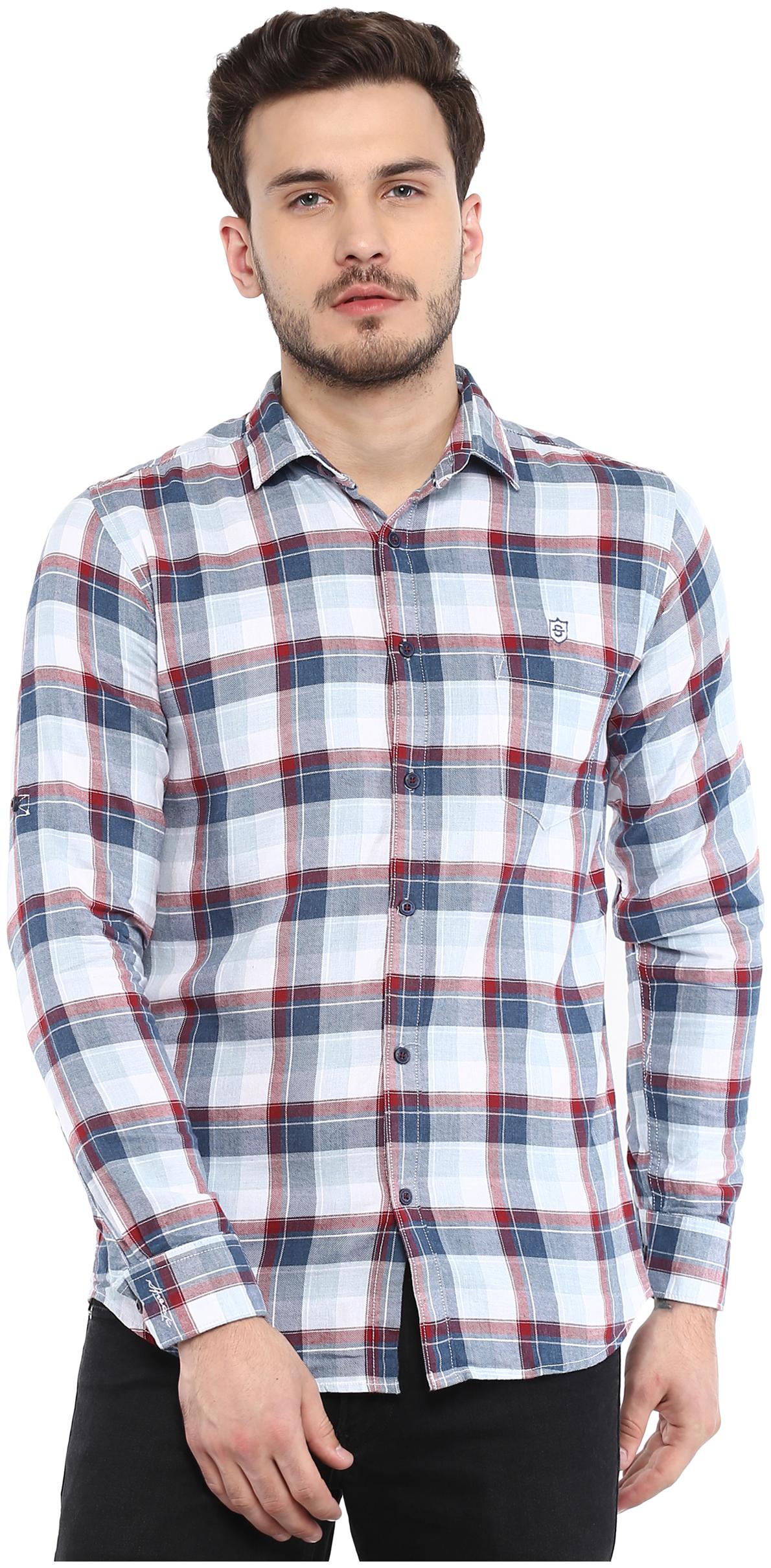 

Speak Men Blue Checked Slim Fit Casual Shirt