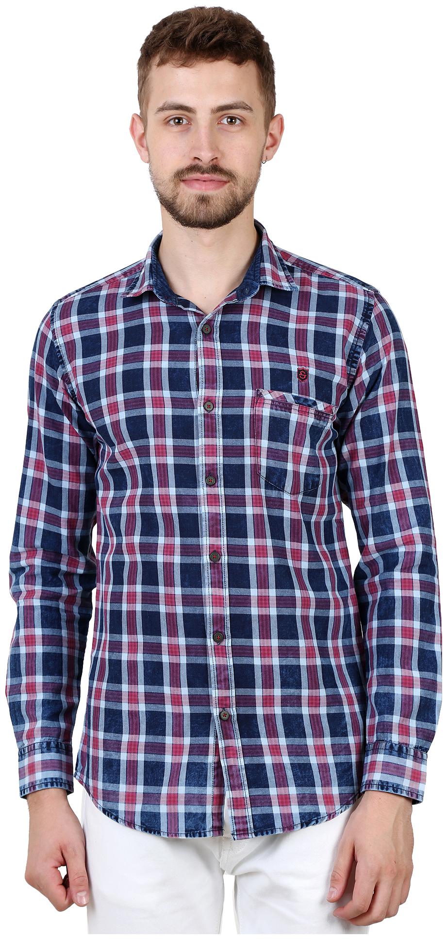 

Speak Men Red Blue Checked Slim Fit Casual Shirt