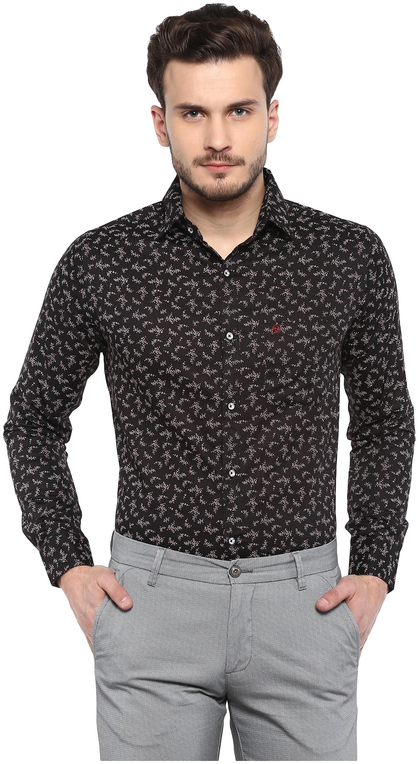

Speak Men Black Printed Slim Fit Casual Shirt
