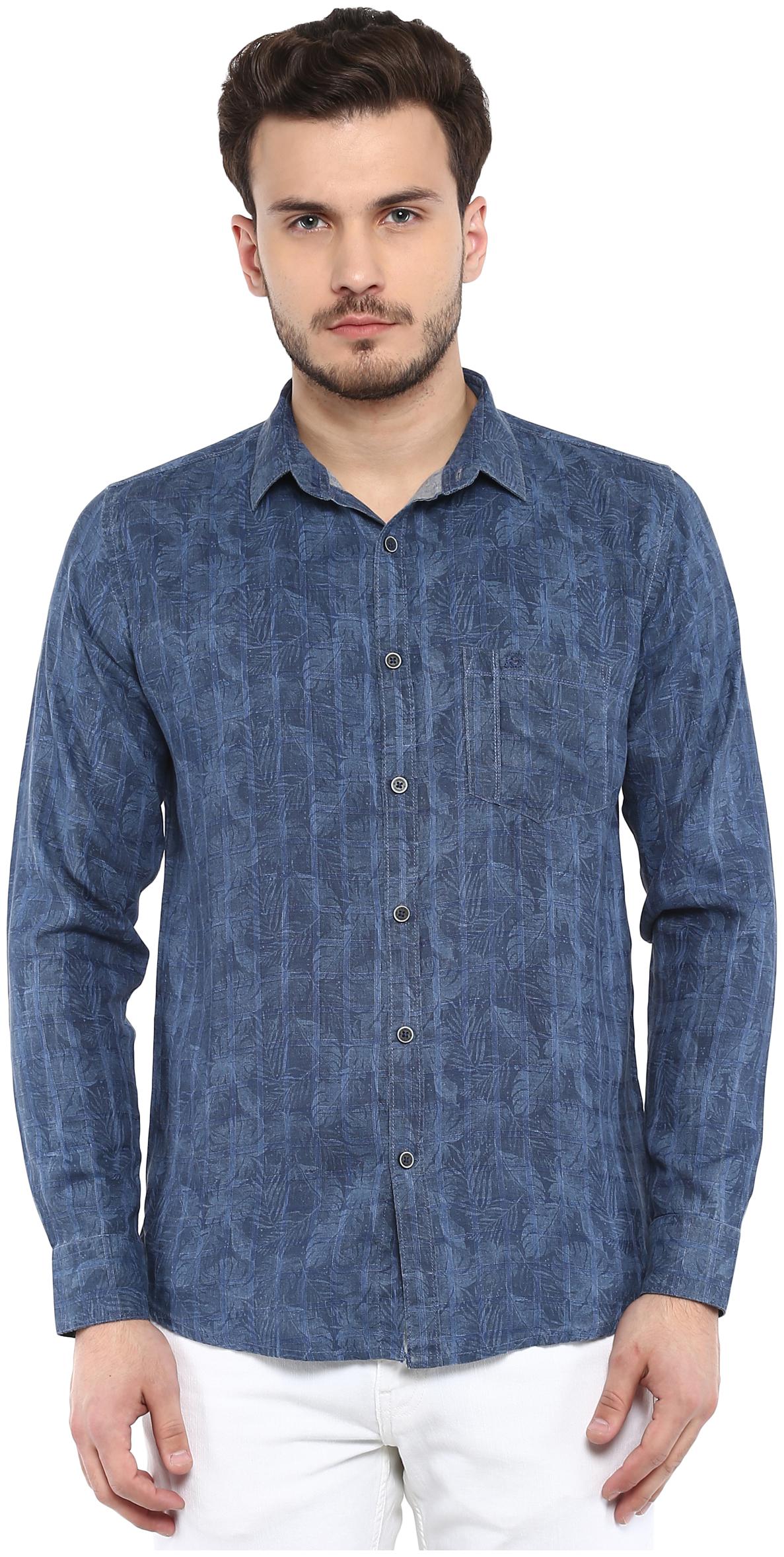 

Speak Men Blue Printed Slim Fit Casual Shirt