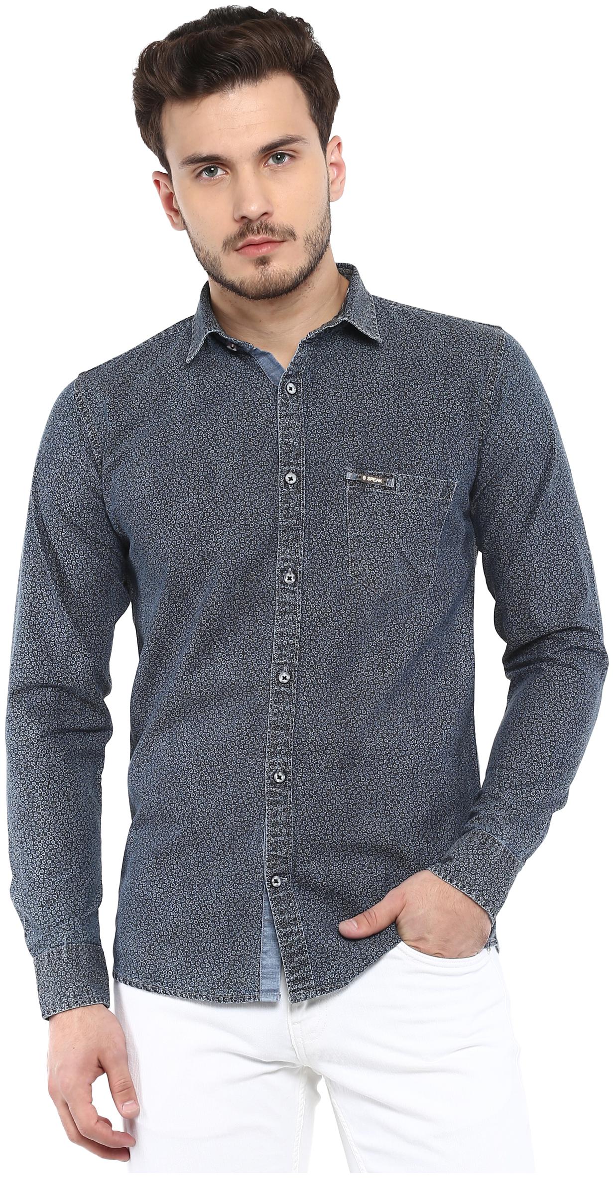 

Speak Men Blue Printed Slim Fit Casual Shirt