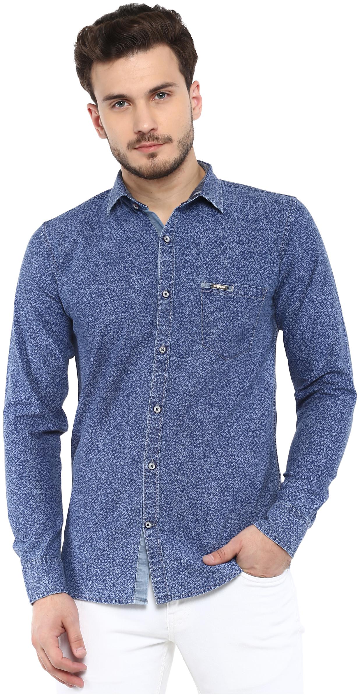 

Speak Men Blue Printed Slim Fit Casual Shirt