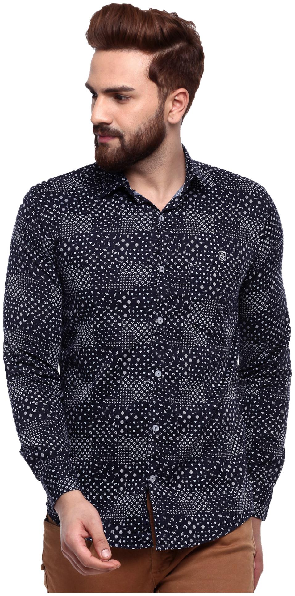 

Speak Men Blue Printed Slim Fit Casual Shirt