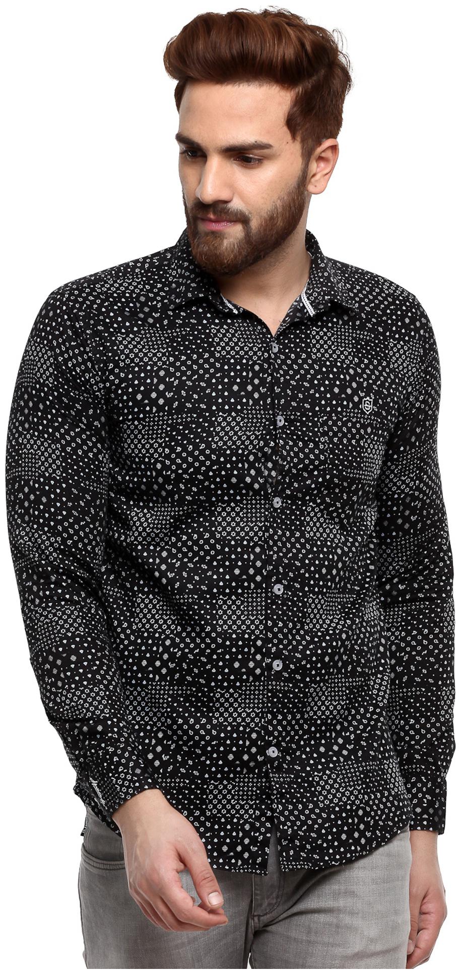 

Speak Men Black Printed Slim Fit Casual Shirt