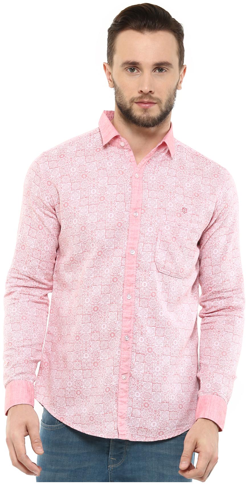 

Speak Men Red Printed Slim Fit Casual Shirt