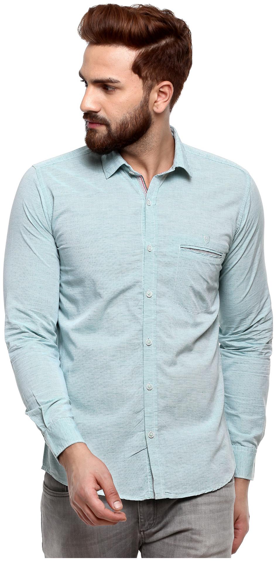 

Speak Men Green Vertical Stripes Slim Fit Casual Shirt