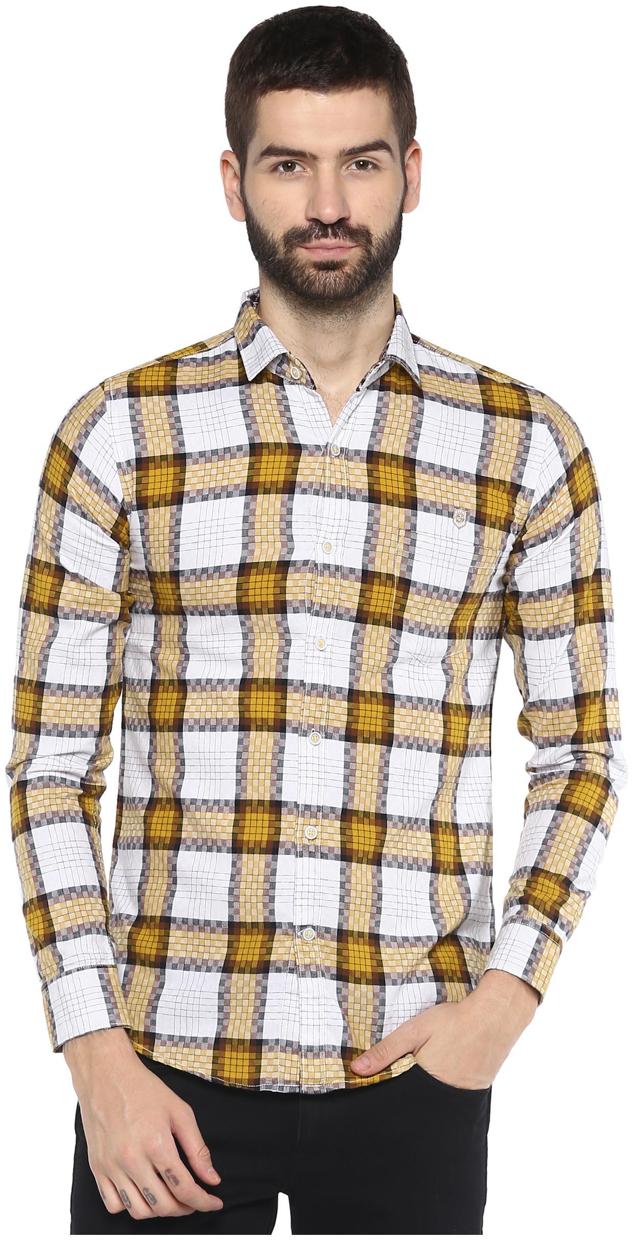 

Speak Men Yellow Checked Slim Fit Casual Shirt