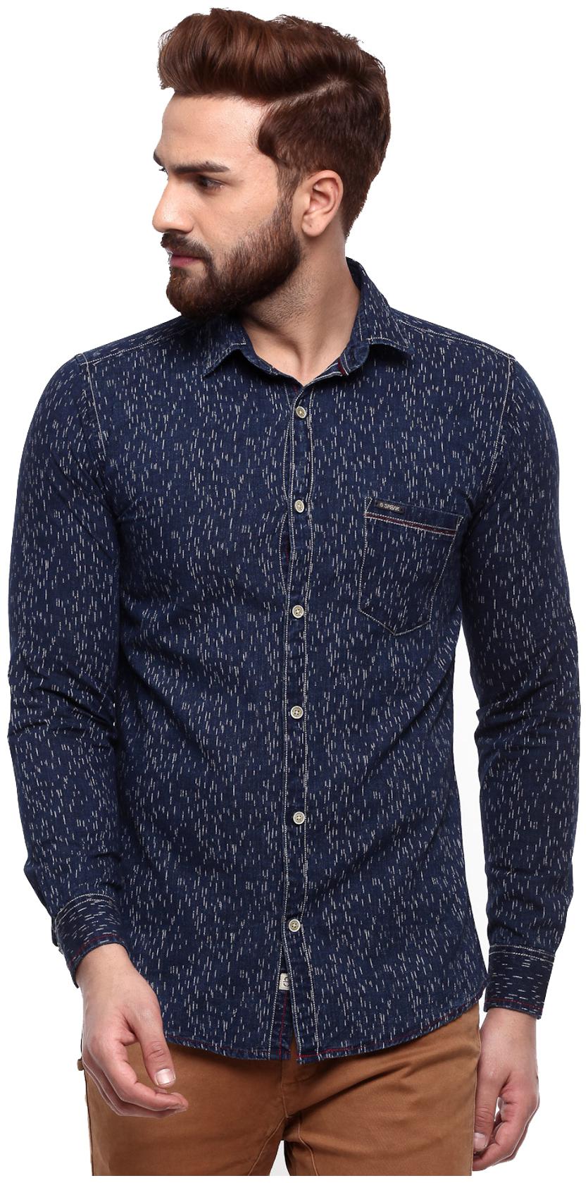 

Speak Men Blue Printed Slim Fit Casual Shirt