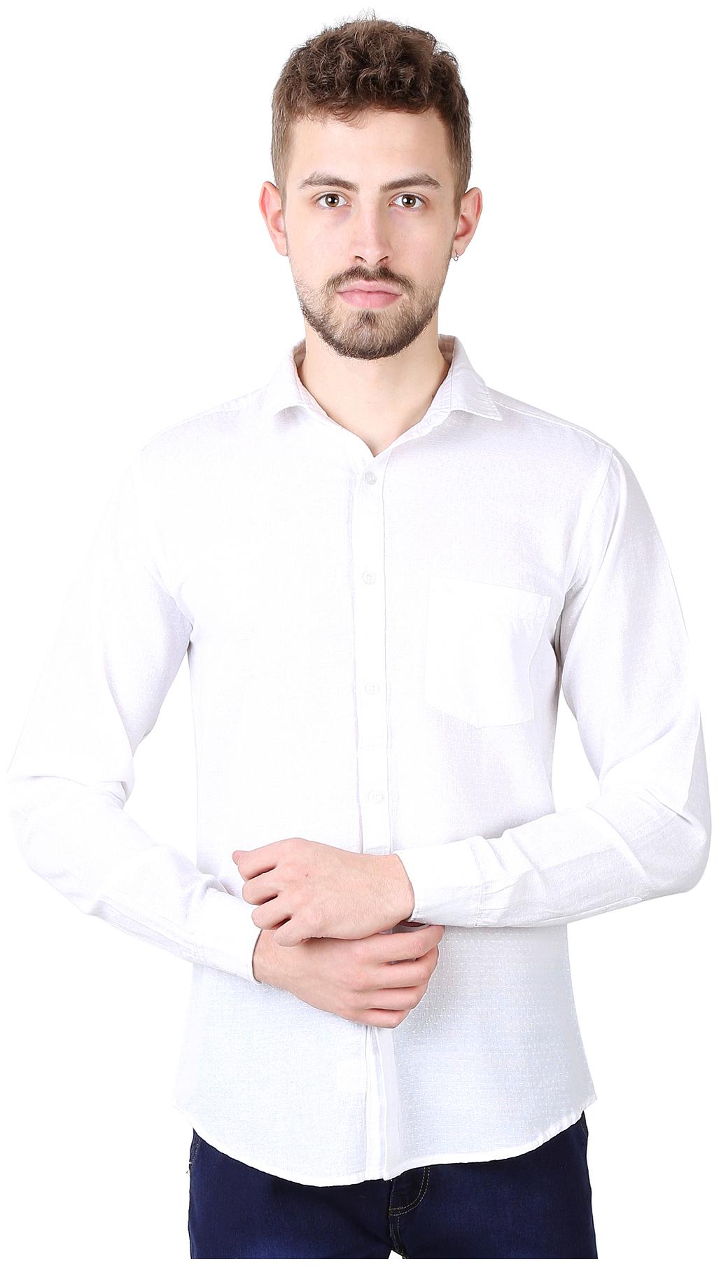 

Speak Men White Solid Slim Fit Casual Shirt