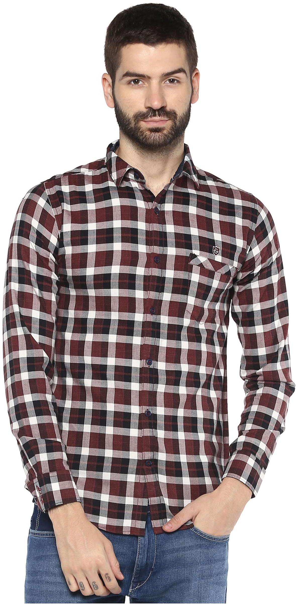 

Speak Men Brown Checked Slim Fit Casual Shirt