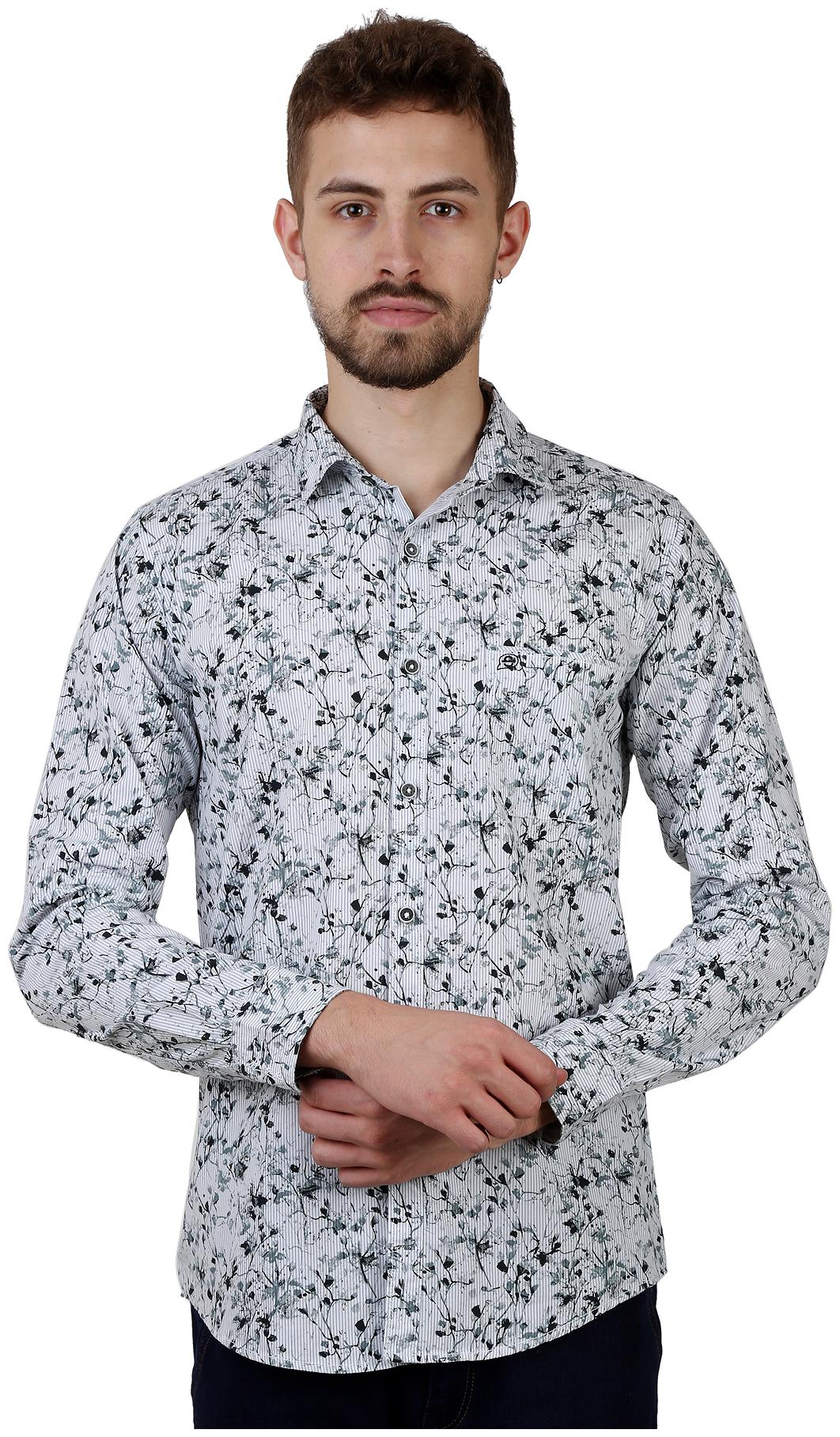 

Speak Men Grey Printed Slim Fit Casual Shirt