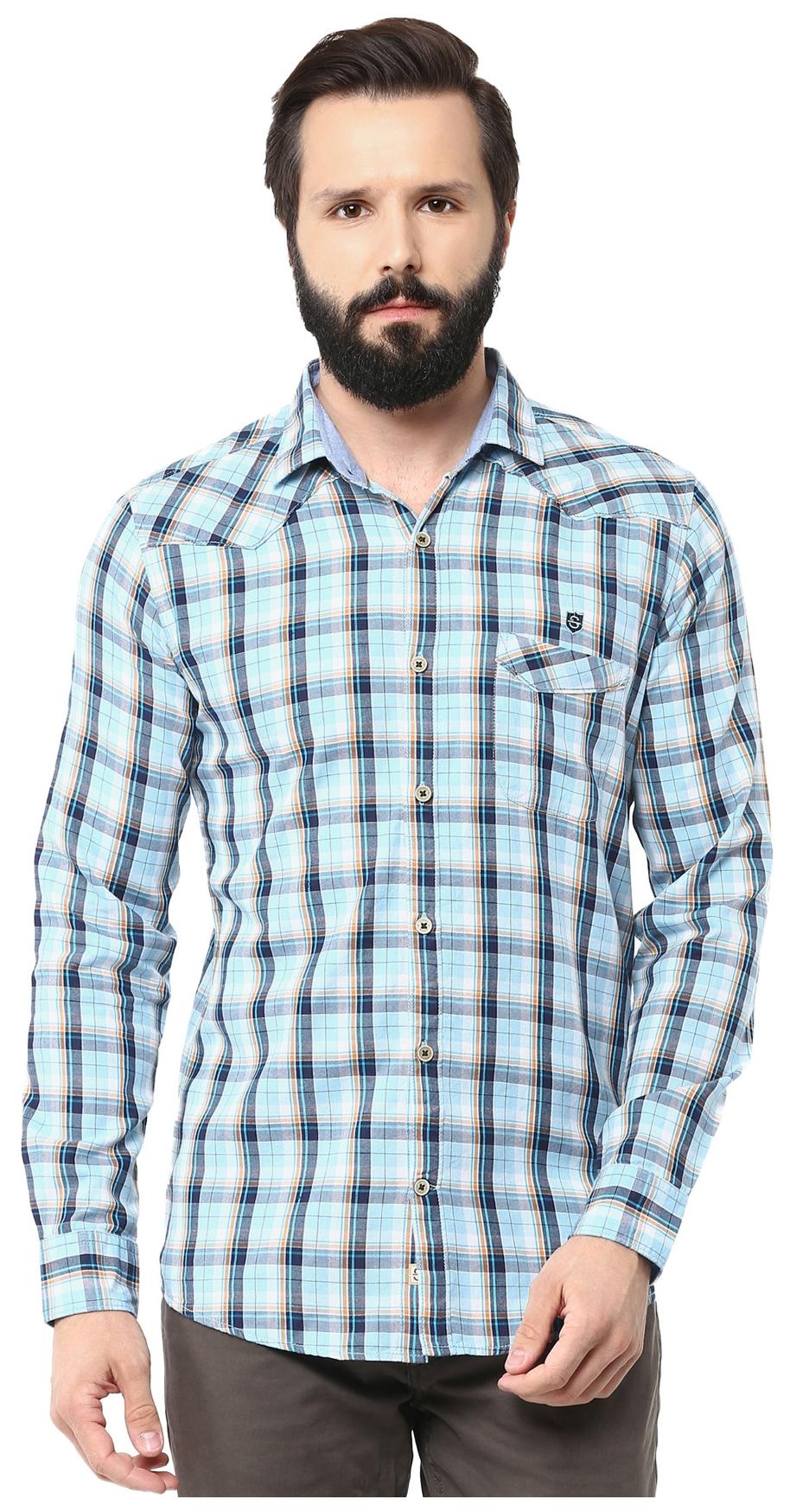 

Speak Men Blue Checked Slim Fit Casual Shirt