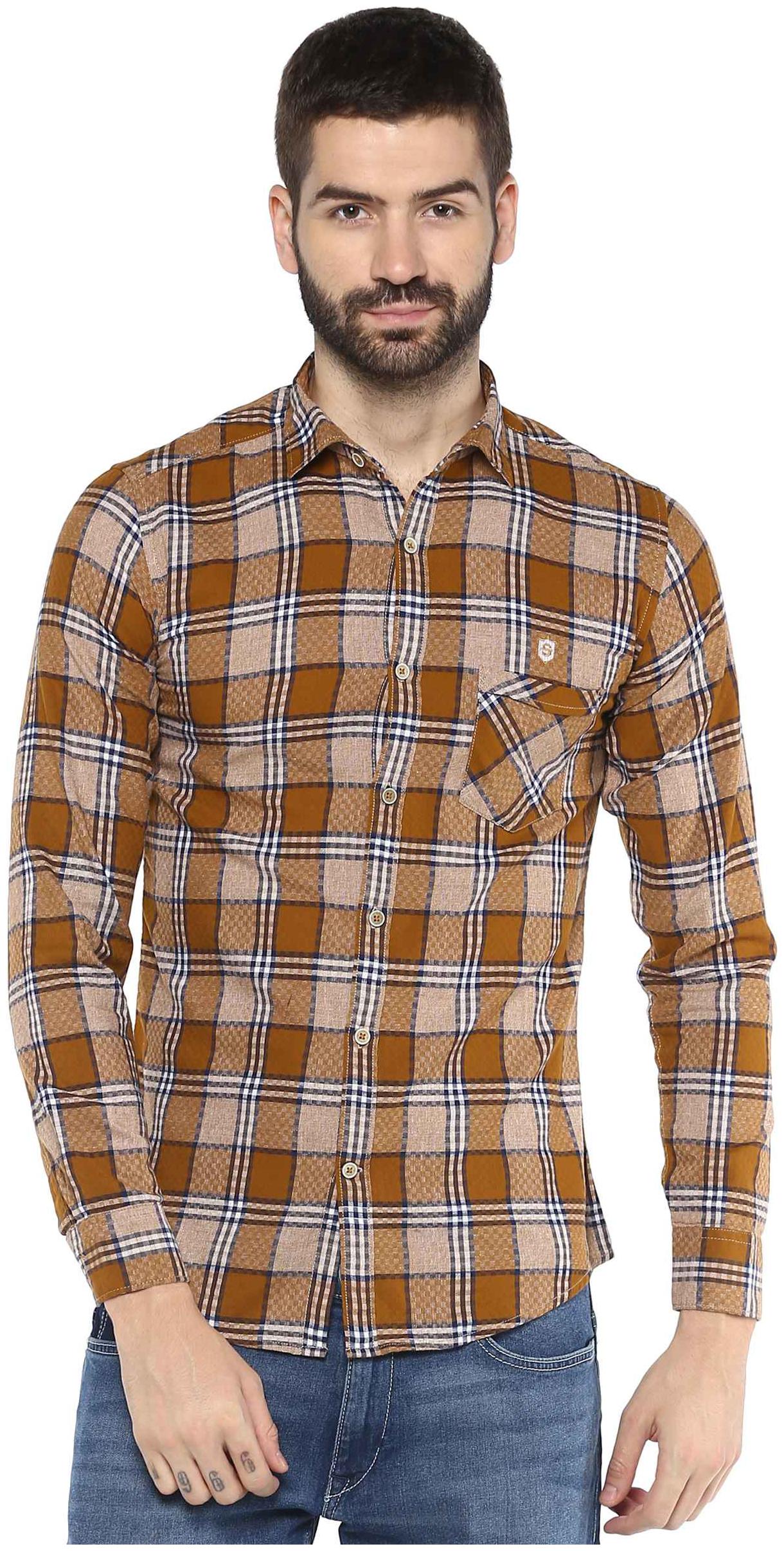 

Speak Men Brown Checked Slim Fit Casual Shirt