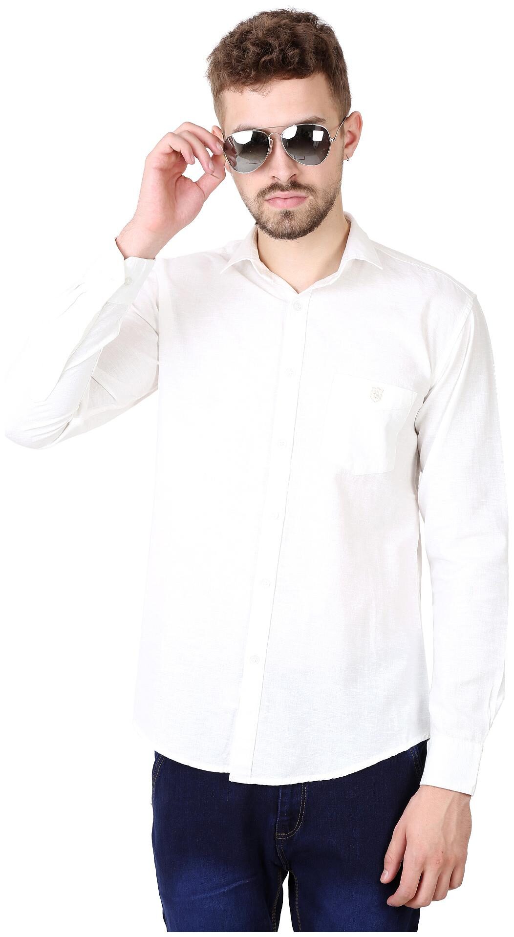 

Speak Men White Solid Slim Fit Casual Shirt
