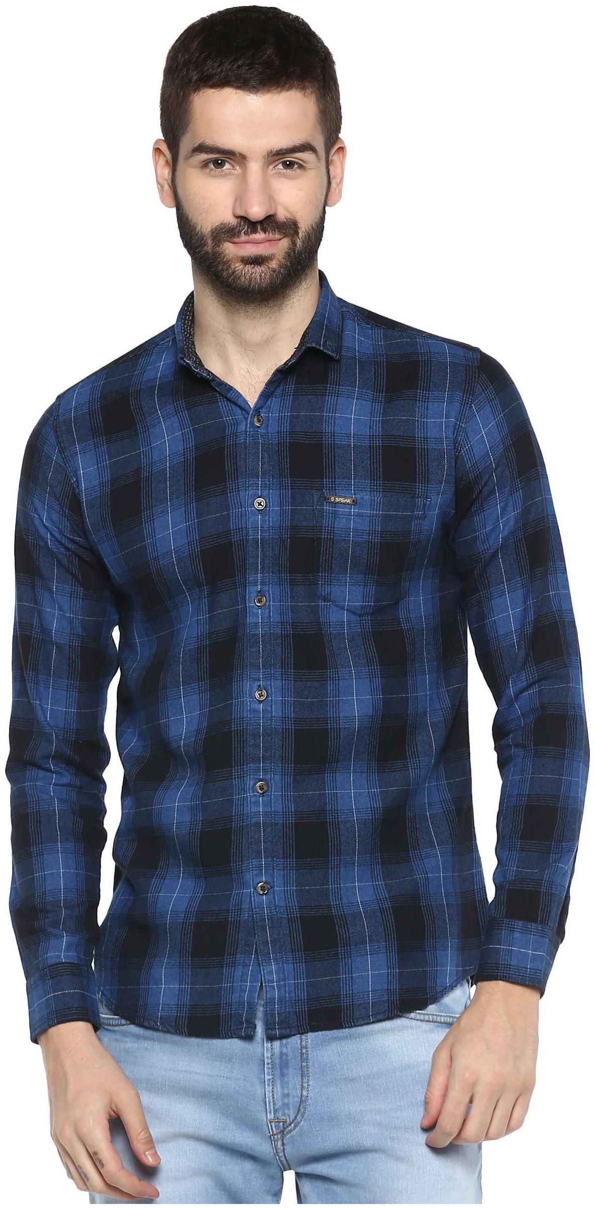 

Speak Men Blue Checked Slim Fit Casual Shirt