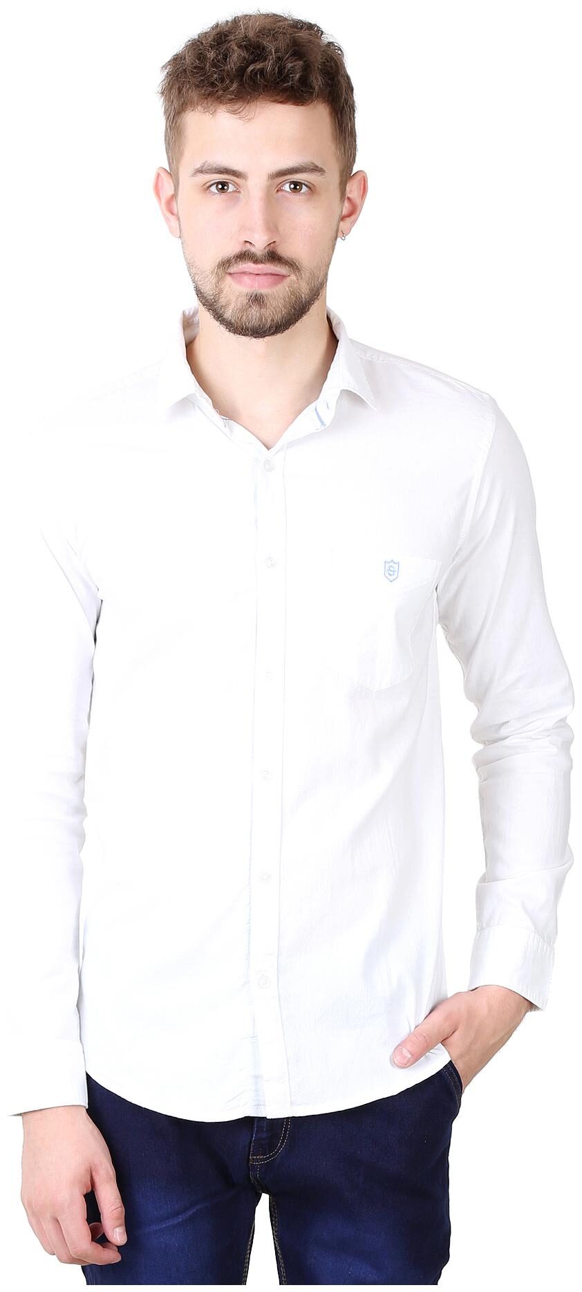 

Speak Men White Solid Slim Fit Casual Shirt