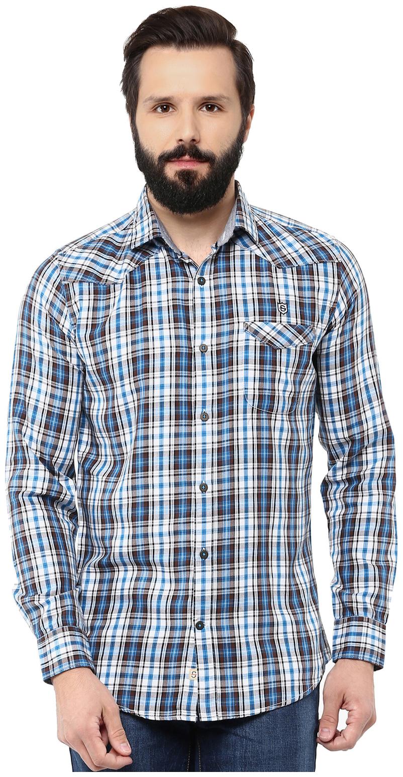 

Speak Men Blue Checked Slim Fit Casual Shirt