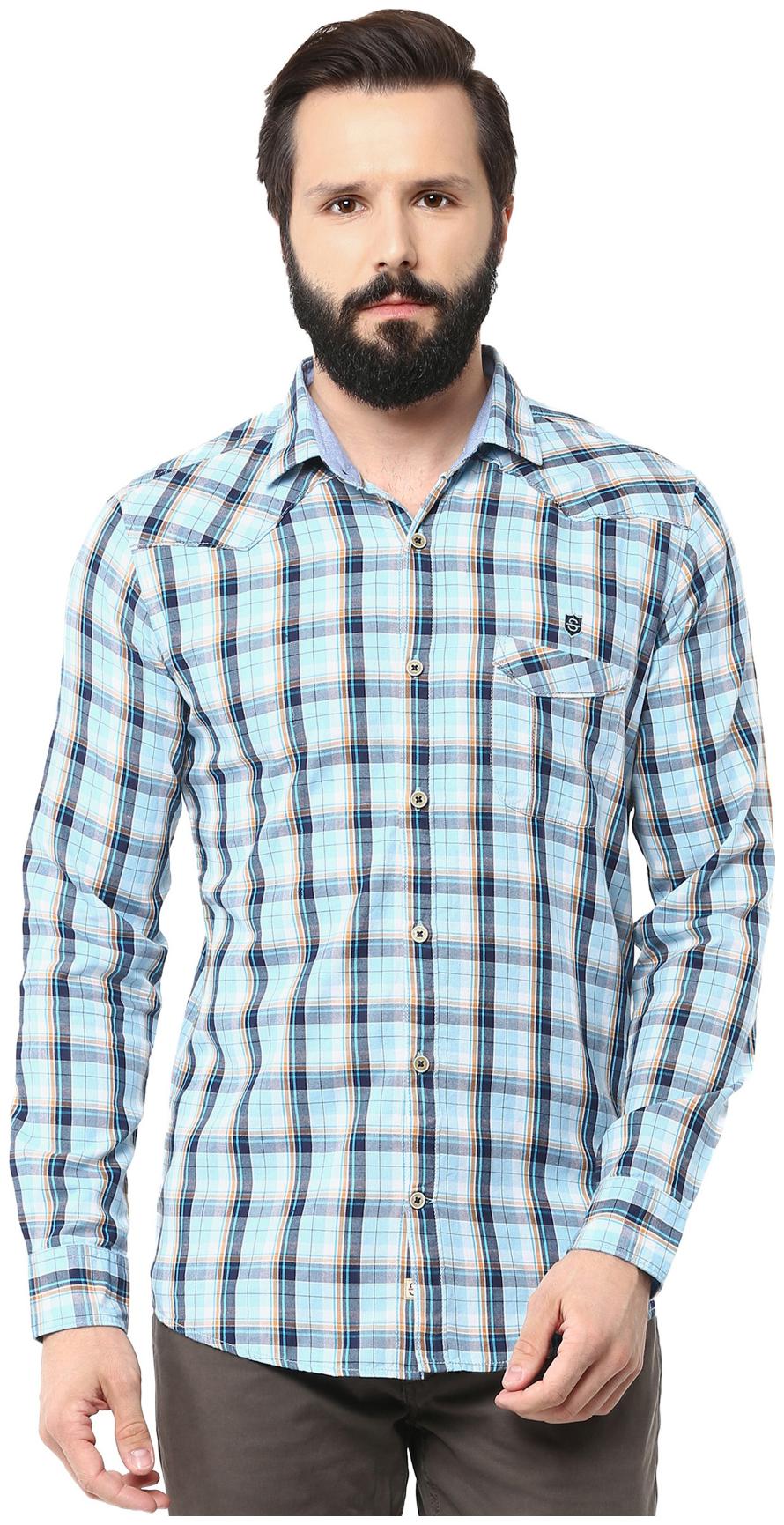 

Speak Men Blue Checked Slim Fit Casual Shirt
