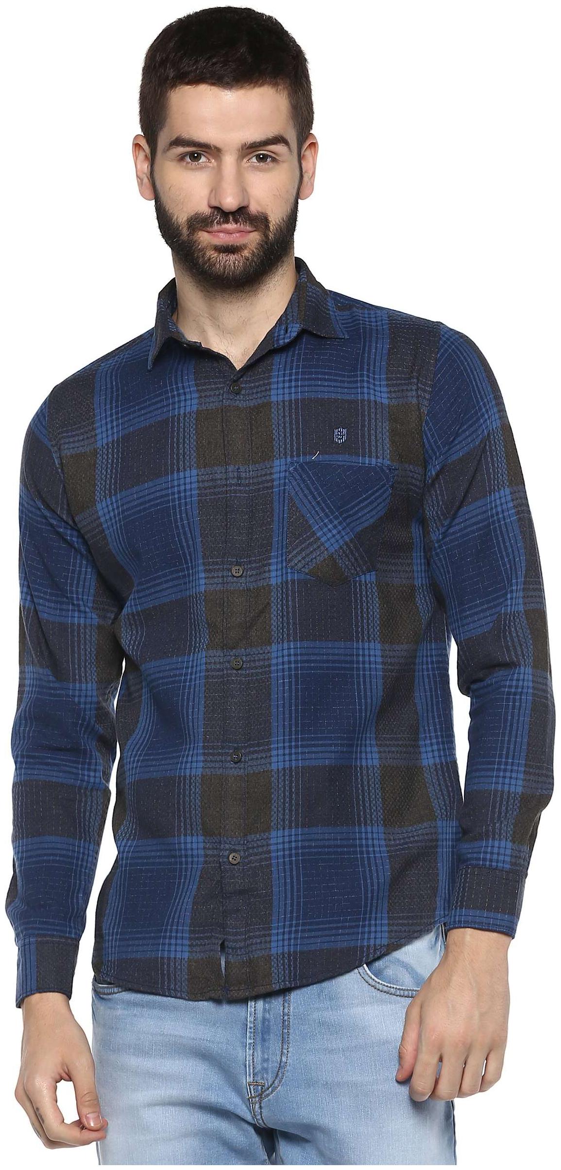 

Speak Men Blue Checked Slim Fit Casual Shirt