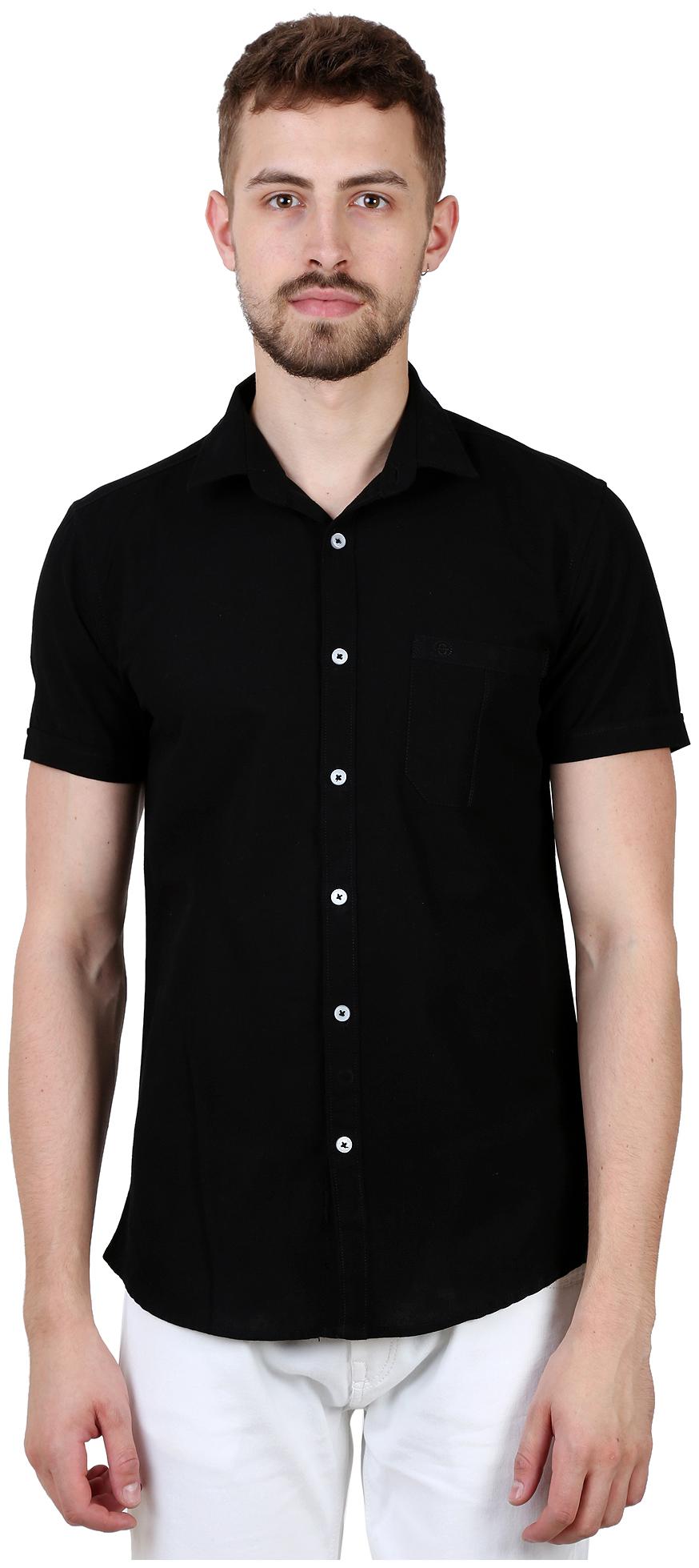 

Speak Men Black Solid Slim Fit Casual Shirt