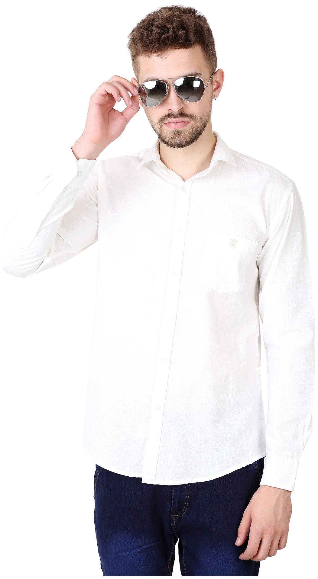 

Speak Men White Solid Slim Fit Casual Shirt