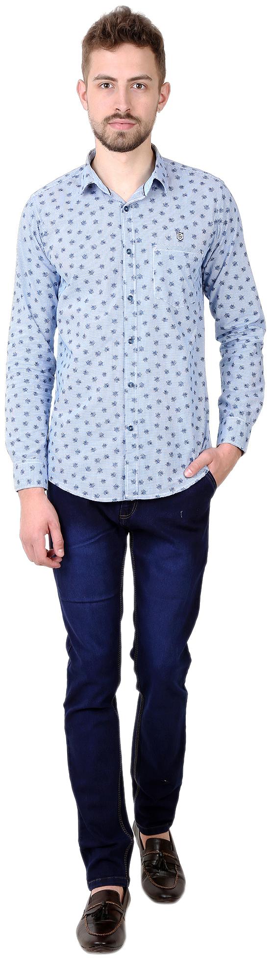 

Speak Men Blue Printed Slim Fit Casual Shirt