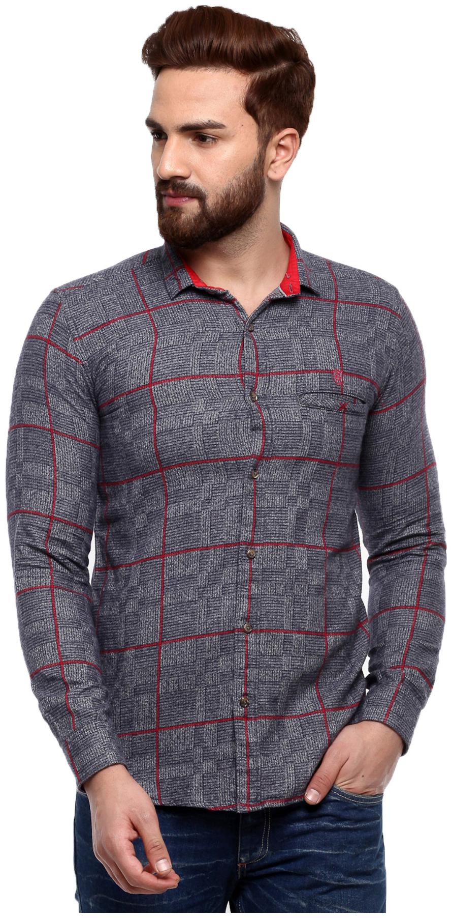 

Speak Men Grey Checked Slim Fit Casual Shirt