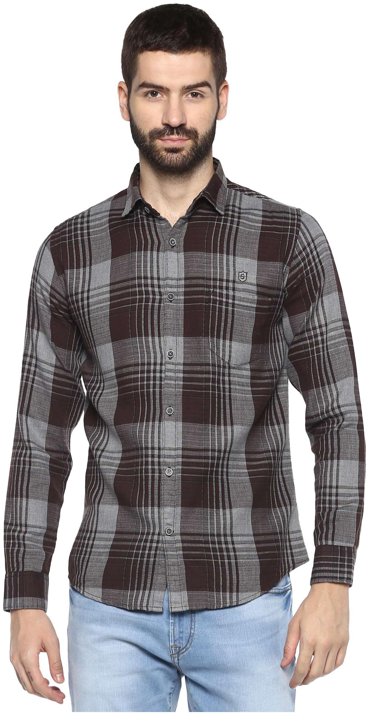 

Speak Men Brown Checked Slim Fit Casual Shirt