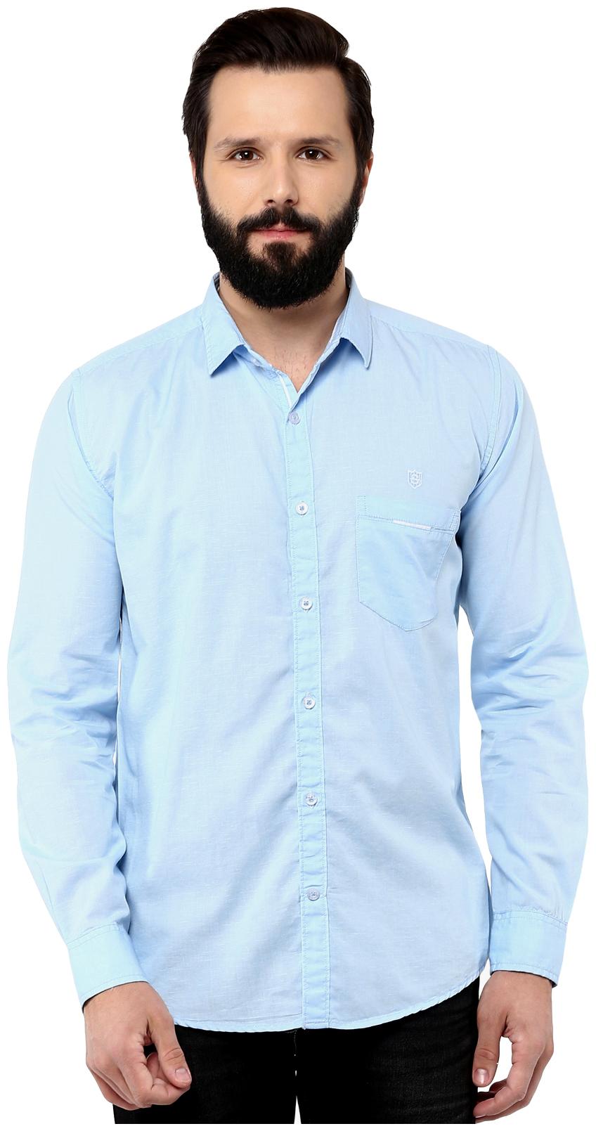 

Speak Men Blue Solid Slim Fit Casual Shirt