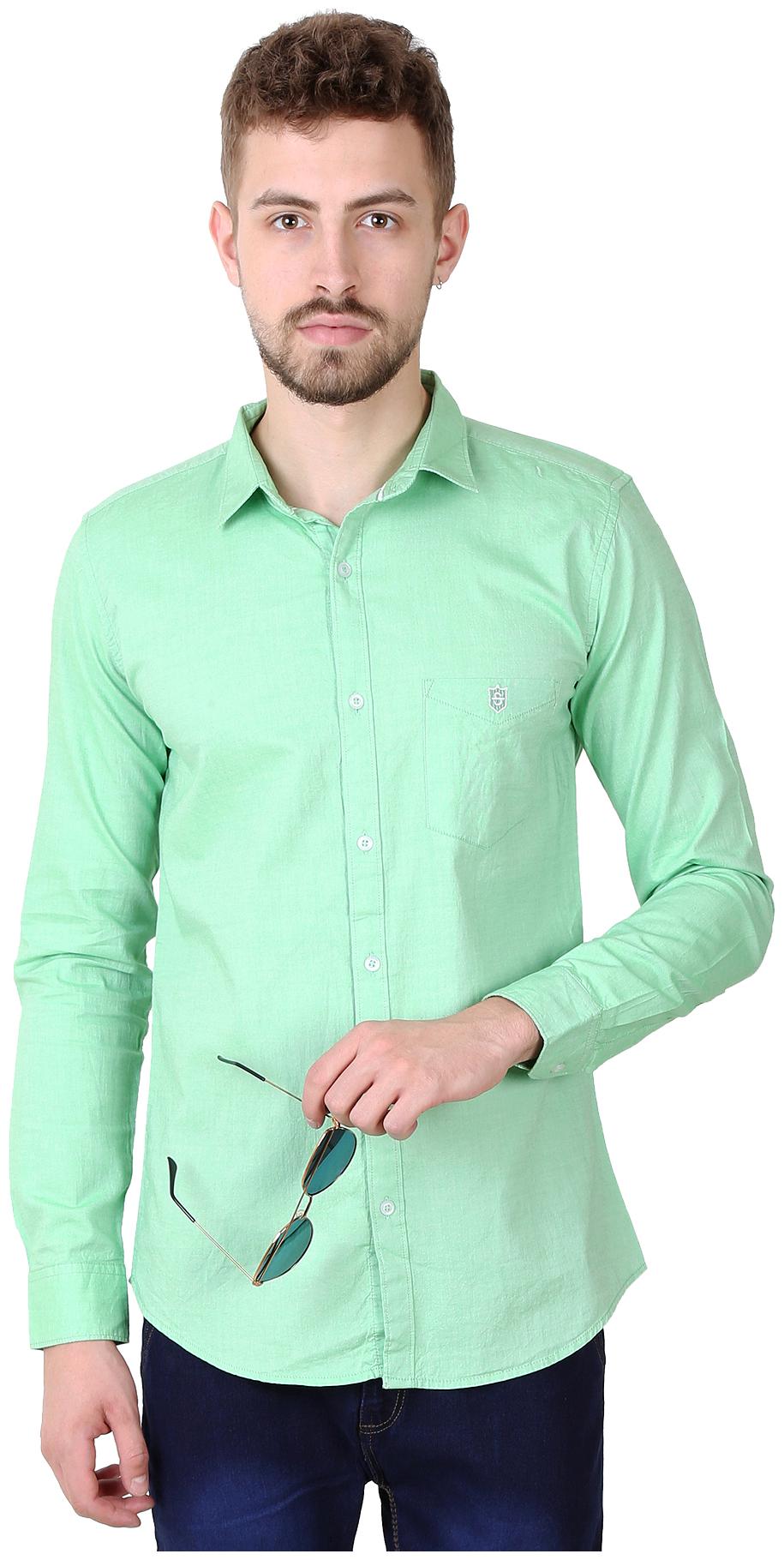 

Speak Men Green Solid Slim Fit Casual Shirt
