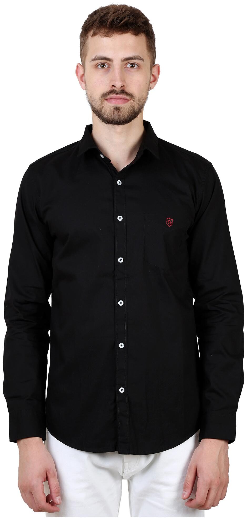 

Speak Men Black Solid Slim Fit Casual Shirt