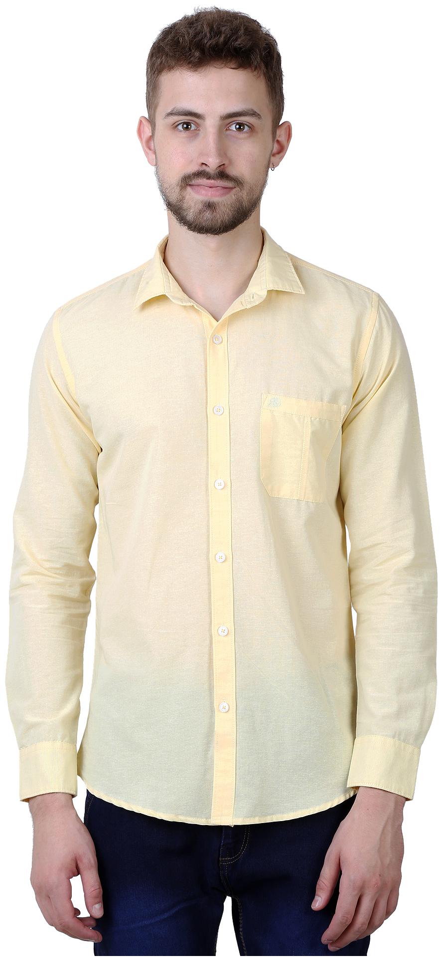 

Speak Men Yellow Solid Slim Fit Casual Shirt