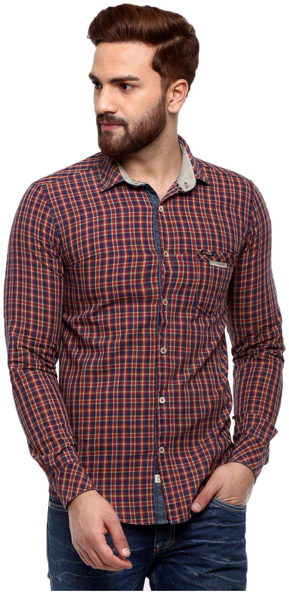 

Speak Men Red Checked Regular Fit Casual Shirt