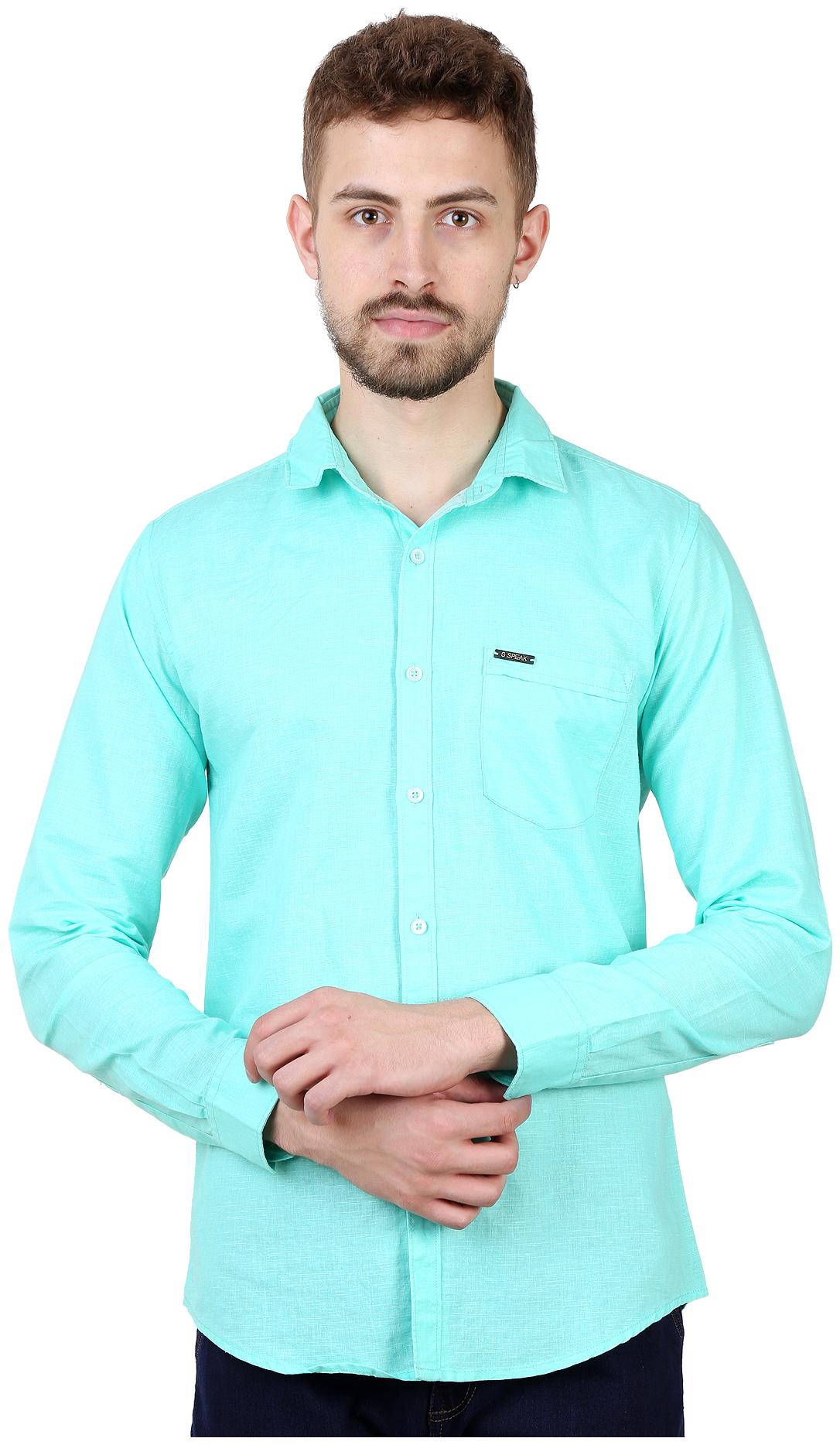 

Speak Men Green Solid Slim Fit Casual Shirt