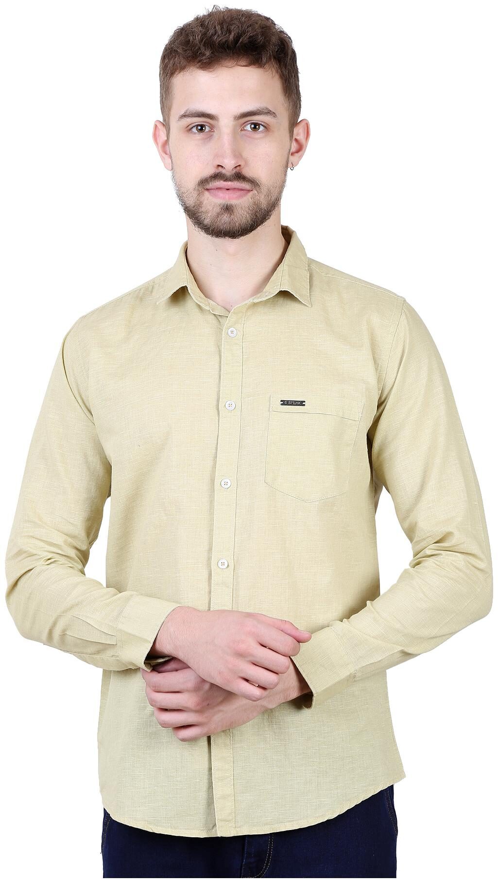 

Speak Men Beige Solid Slim Fit Casual Shirt